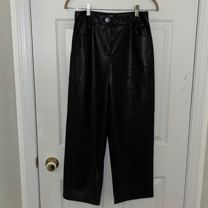 Black faux leather straight cut pants